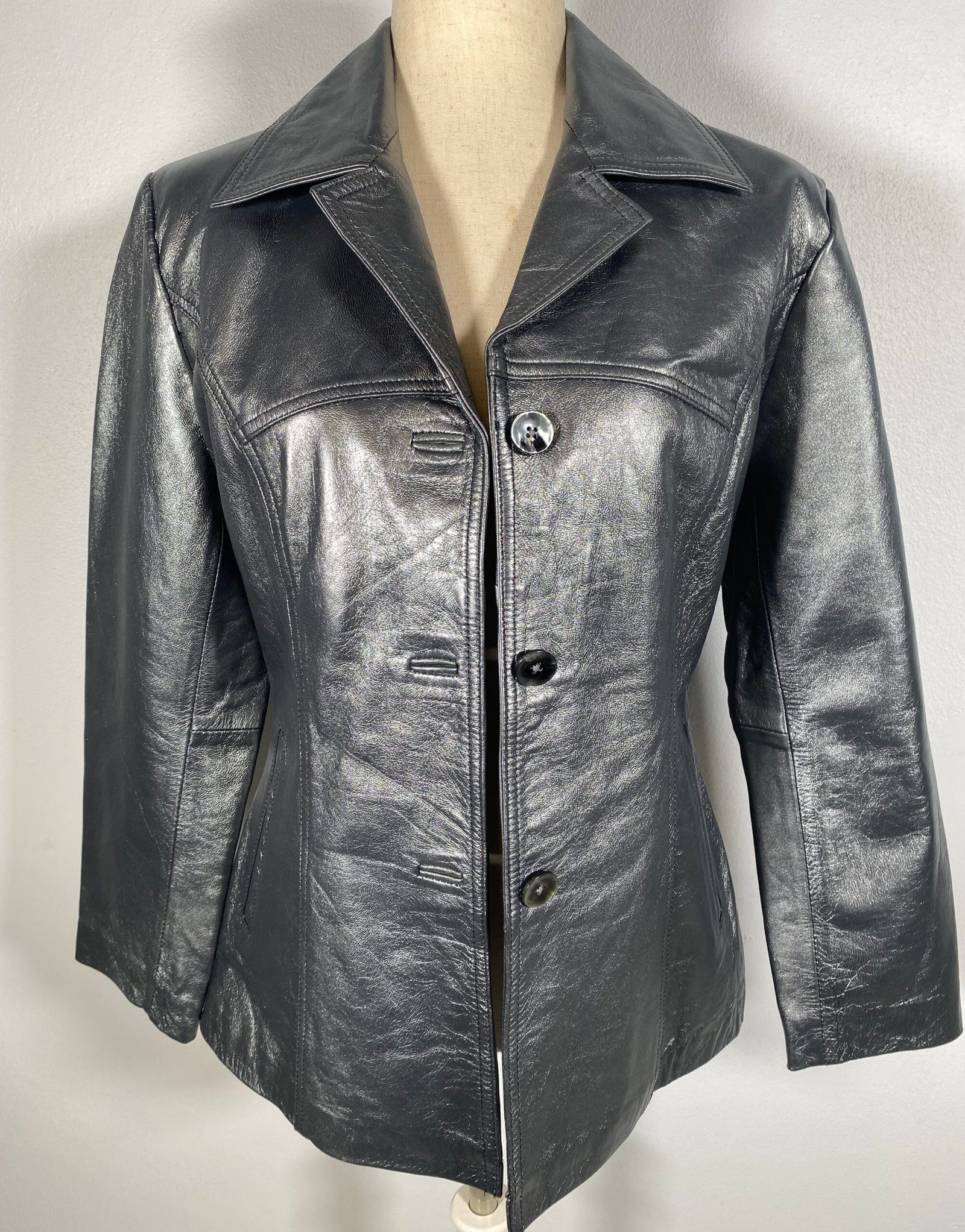 Gun Metal Grey Leather Jacket (No Brand)- Size: M