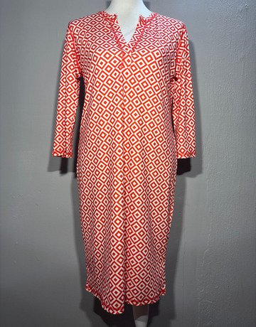 Iconic Orange And White Patterned Dress- Size Extra-Large