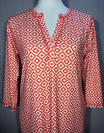 Iconic Orange And White Patterned Dress- Size Extra-Large