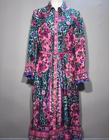 Iconic Pink Patterned Dress- Size Extra-Large