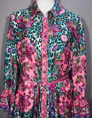 Iconic Pink Patterned Dress- Size Extra-Large
