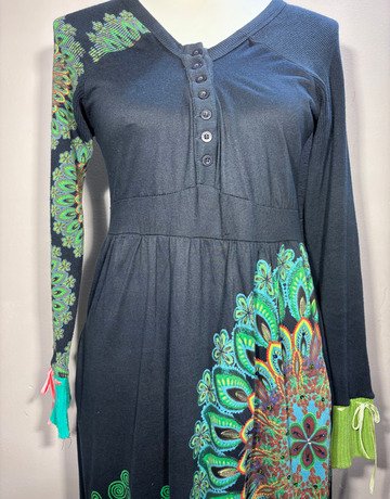 Desigaul Navy Blue Patterned Dress- Size Small