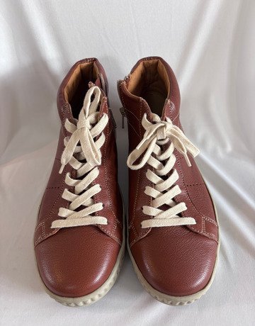 Tsonga Brown Leather High-Top Lace-Up Sneakers- Size 40