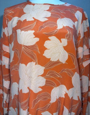 Trenery Coral Patterned Silk Top- Size Medium