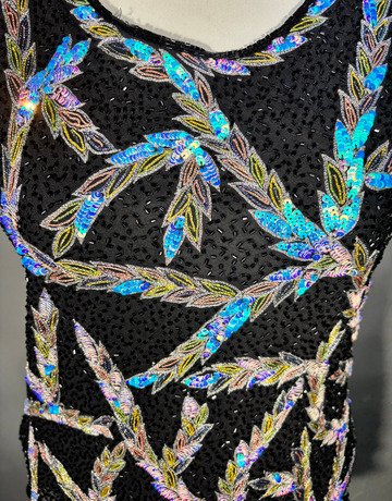 Malvin Black Beaded Silk Top- Size 40