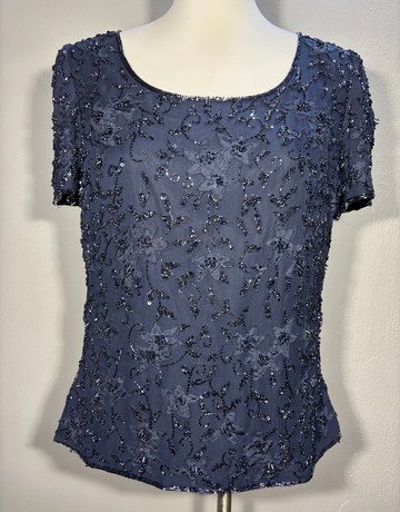 Medici Blue Beaded Top- Size UK12