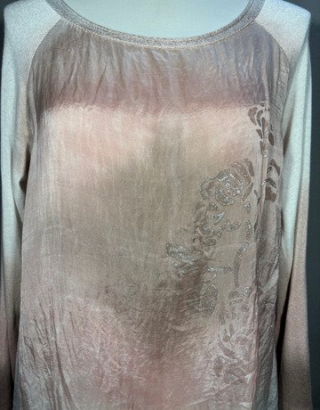White And Peach Pure Silk (Overlay)- Size Medium