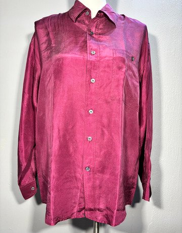 Mone Silk Maroon Pure Silk Shirt- Size Medium