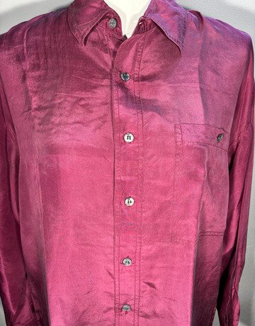 Mone Silk Maroon Pure Silk Shirt- Size Medium Mone Silk Maroon Pure Silk Shirt- Size Medium