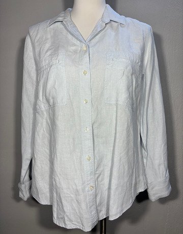 Trenery Blue Pure Linen Shirt- Size Medium