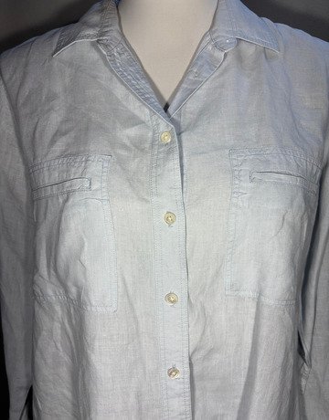 Trenery Blue Pure Linen Shirt- Size Medium