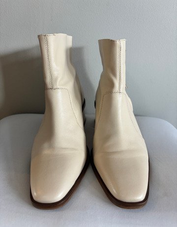 Poetry Cream Leather Ankle Boots- Size 38