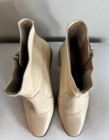 Poetry Cream Leather Ankle Boots- Size 38
