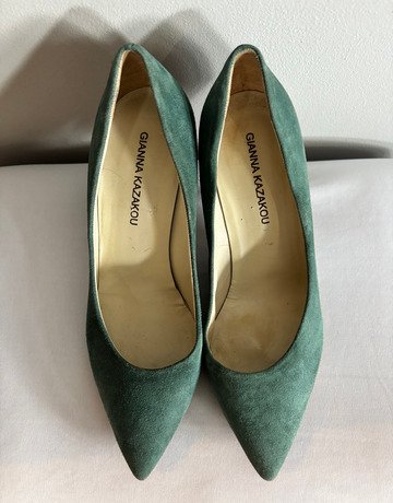 Gianna Kazakou Sage Green Suede Court Heels- Size 39