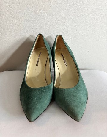Gianna Kazakou Sage Green Suede Court Heels- Size 39