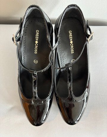 Green Cross Black Heeled Pumps- Size 3