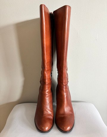 Europa Art Cognac Leather Knee-High Boots- Size 36