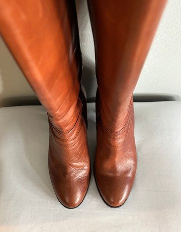 Europa Art Cognac Leather Knee-High Boots- Size 36