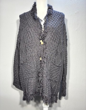 Desray Dark Grey Wool Blend Cardigan- Size 32