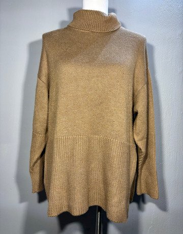 Desray Brown Polo Neck Wool Blend Top- Size 34