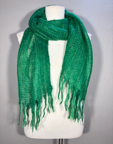 Green Wool Scarf- Small Size