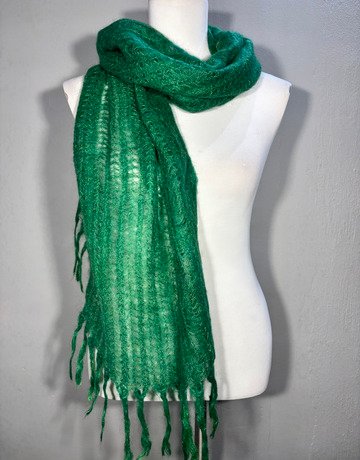 Green Wool Scarf- Small Size