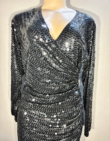 Oleg Cassini Black Sequin Dress- Size 14