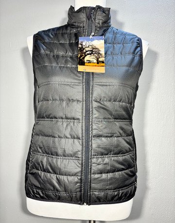 African Nature Black Sleeveless Puffer Jacket- Size Small