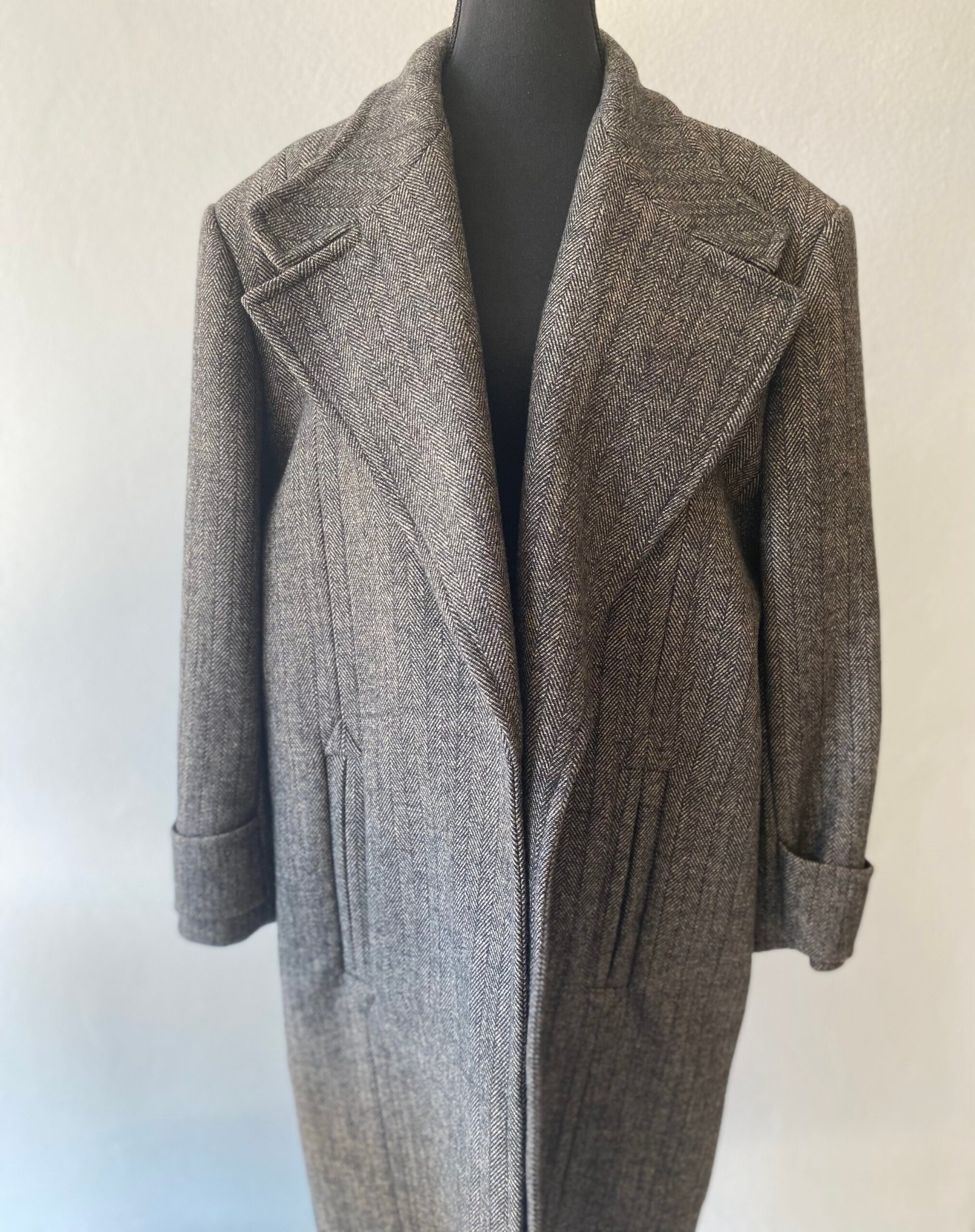 Country Road Long Trench Coat (wool & linen blend)- Size: L/XL