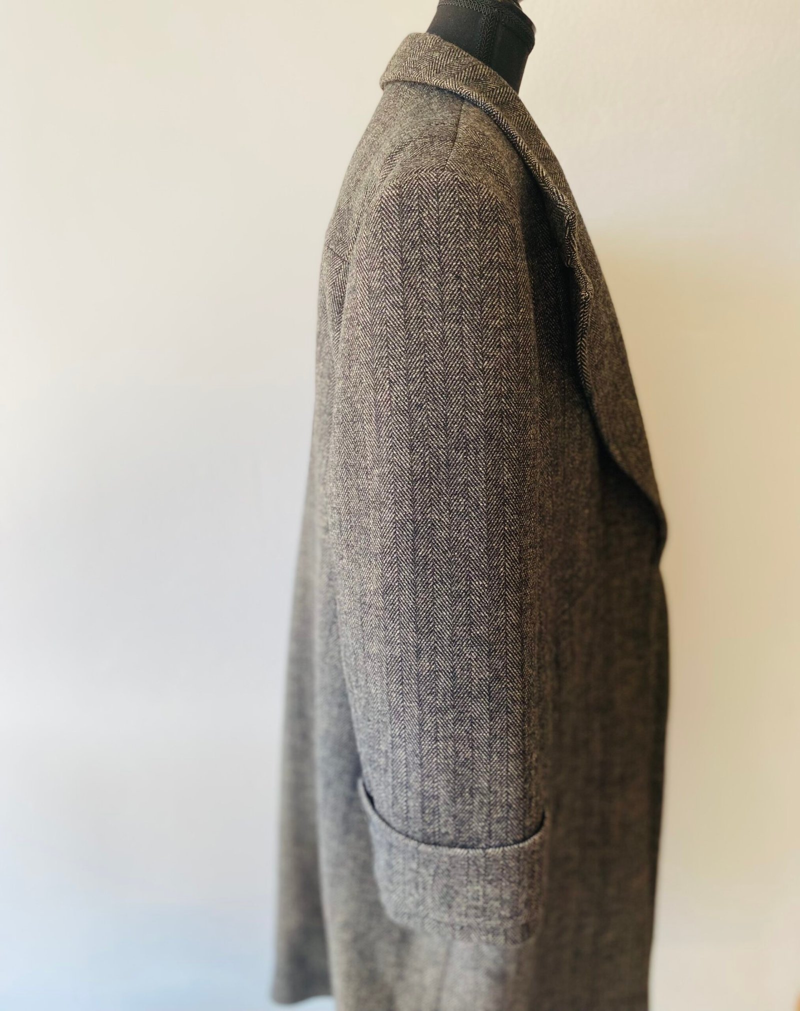 Country Road Long Trench Coat (wool & linen blend)- Size: L/XL