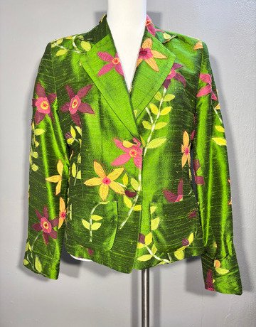 Hip Hop Green Floral Jacket- Size 36