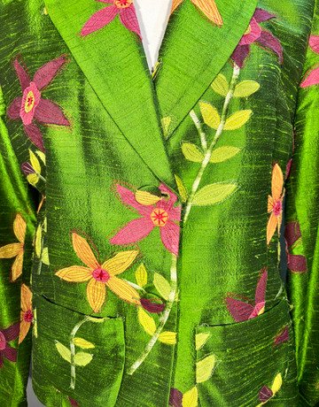 Hip Hop Green Floral Jacket- Size 36