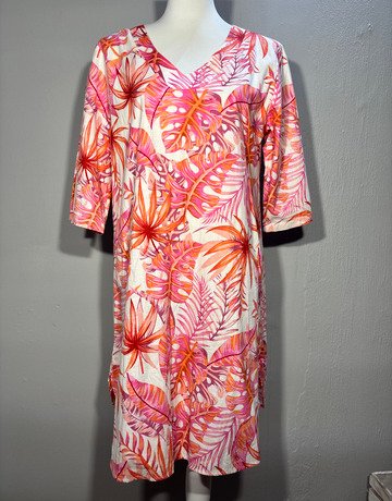 Iconic Pink And Orange Patterned Cotton Dress- Size Medium