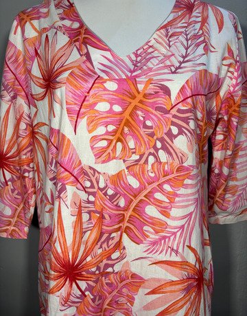 Iconic Pink And Orange Patterned Cotton Dress- Size Medium
