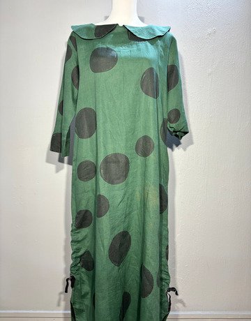 Hugo Flear Green And Black Linen Dress- Size