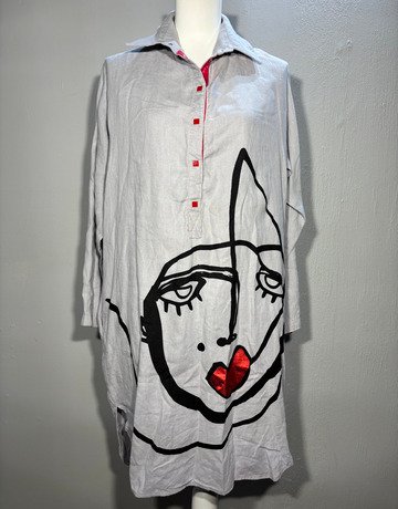 Hugo Flear Grey Pure Linen Dress- Size 34/38