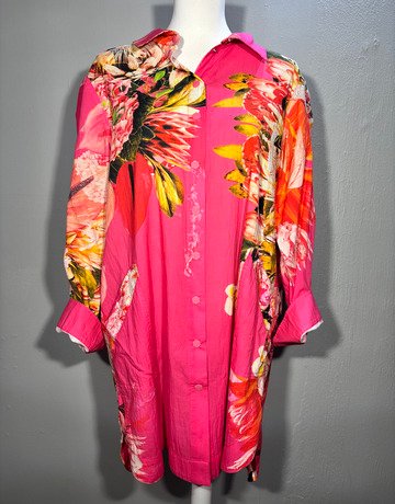 Hugo Flear Pink Floral Cotton Shirt- Size 36/40