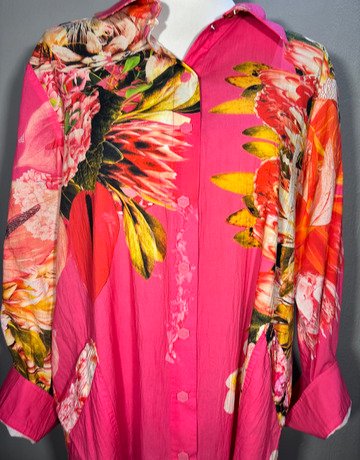 Hugo Flear Pink Floral Cotton Shirt- Size 36/40