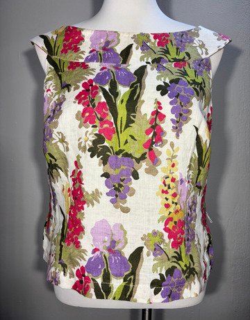 Laura Ashley Floral Linen Top- Size UK14