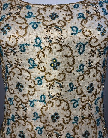 Vintage Cream Beaded Top (No Brand Name)- Size Medium