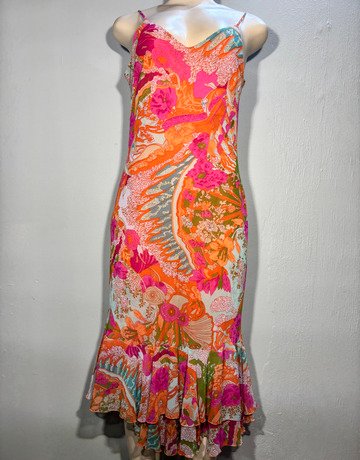 YES Orange And Pink Patterned Dress- Size 38