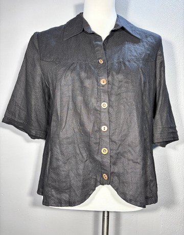 Gordon Smith Black Linen Shirt- Size 10