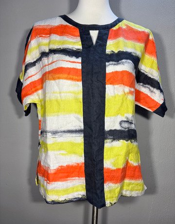 Sirocco Orange And Yellow Linen Top- Size 8