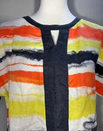 Sirocco Orange And Yellow Linen Top- Size 8