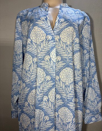 Jane Valken Blue And White Dress- Size Large