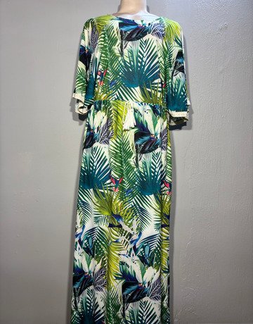 Almatrichi Green Leaf Patterned `Dress- Size Small