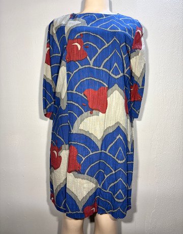 TOAST Blue Patterned Cotton Blend Dress- Size