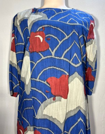 TOAST Blue Patterned Cotton Blend Dress- Size
