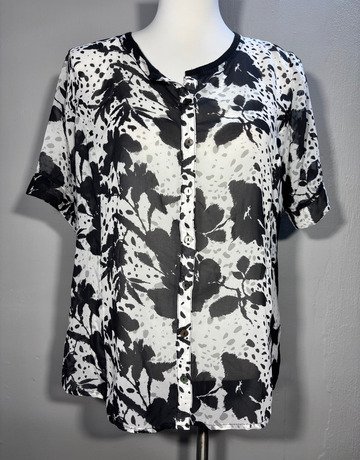Yarra Trail Black And White Top- Size 12