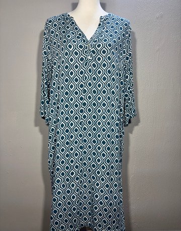 Earthaddict Green And White Viscose Dress- Size 42